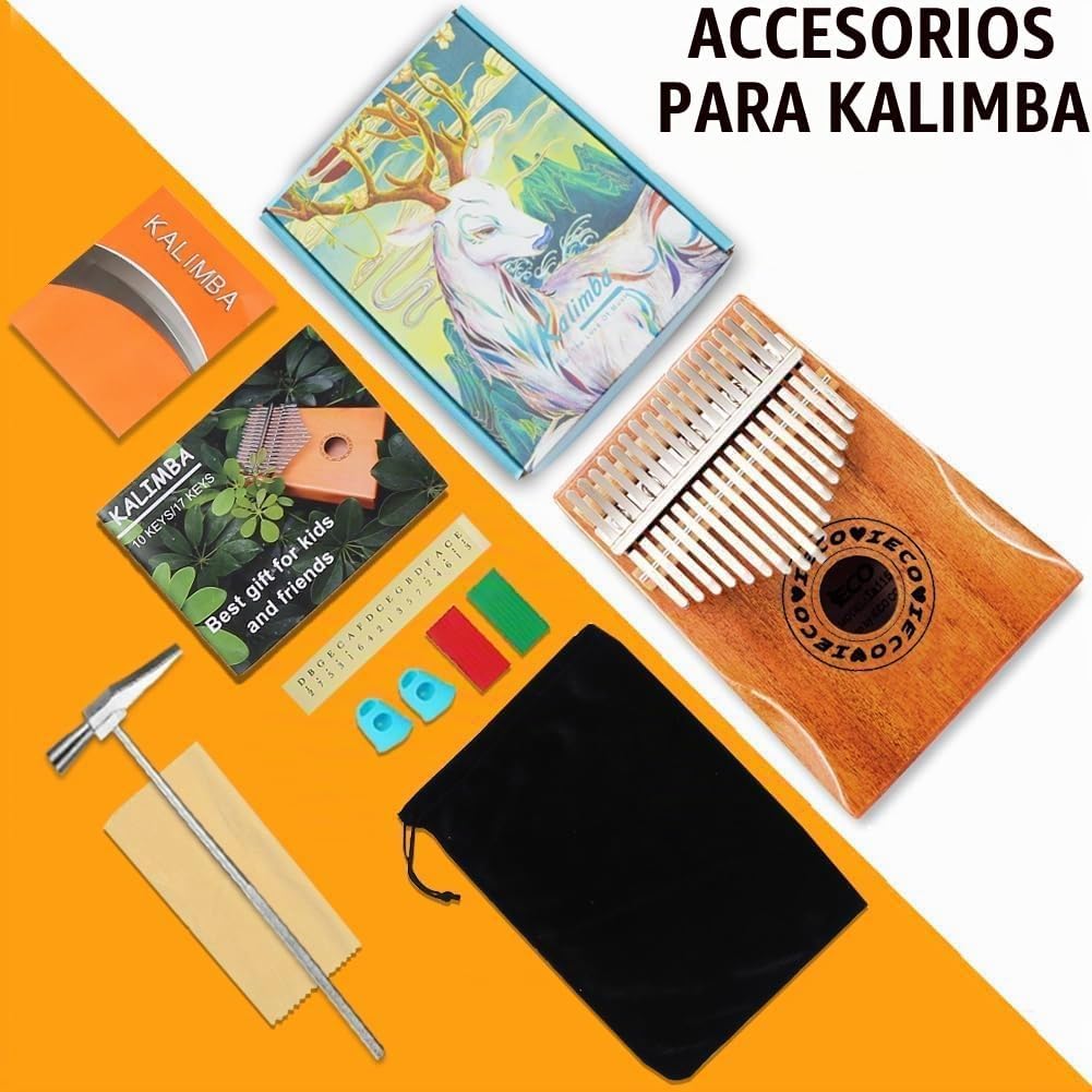 Kalimba - Piano de pulgar portátil de 17 teclas, regalo para adulto...