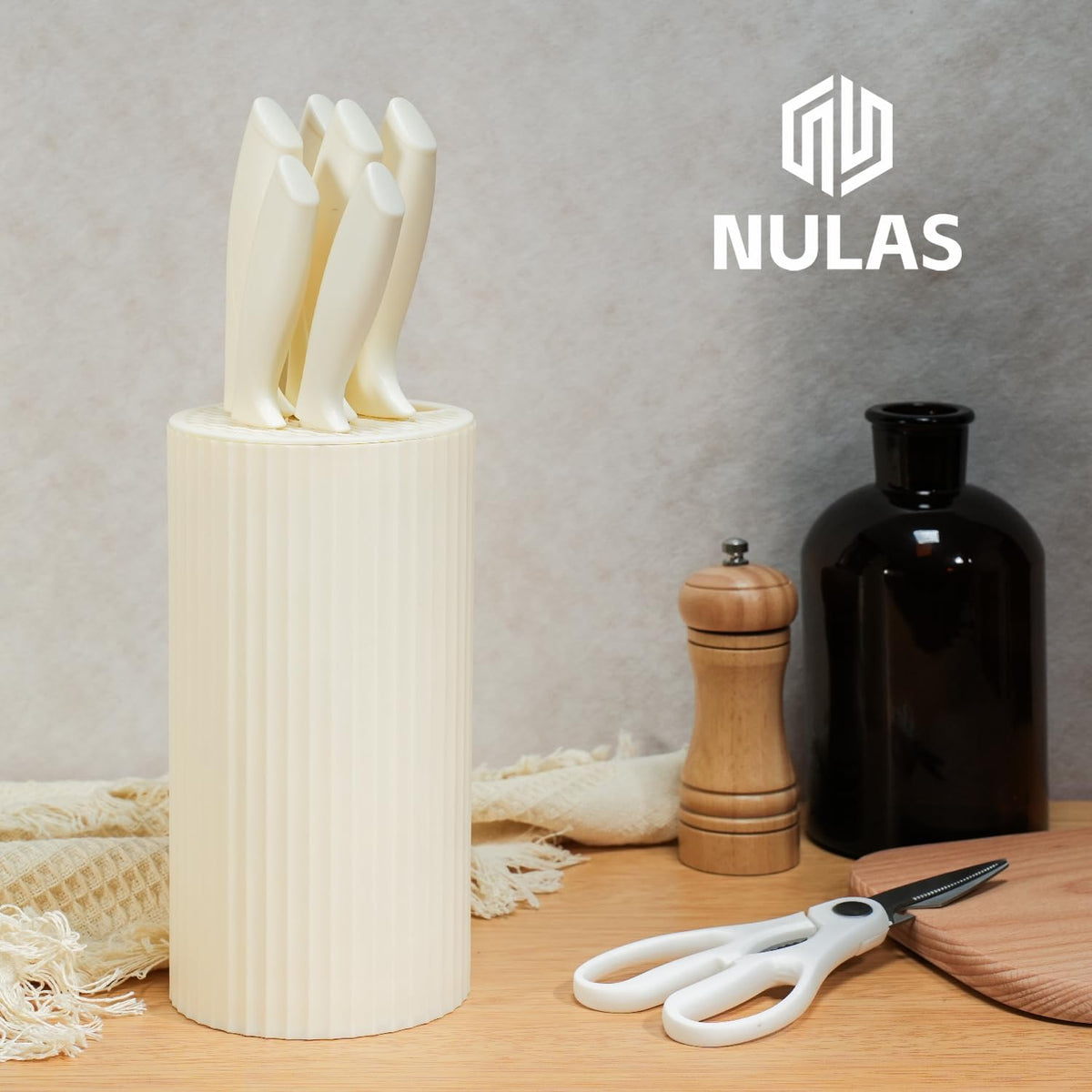 NULAS Juego de cuchillos de cocina de 8 piezas con bloque universal...