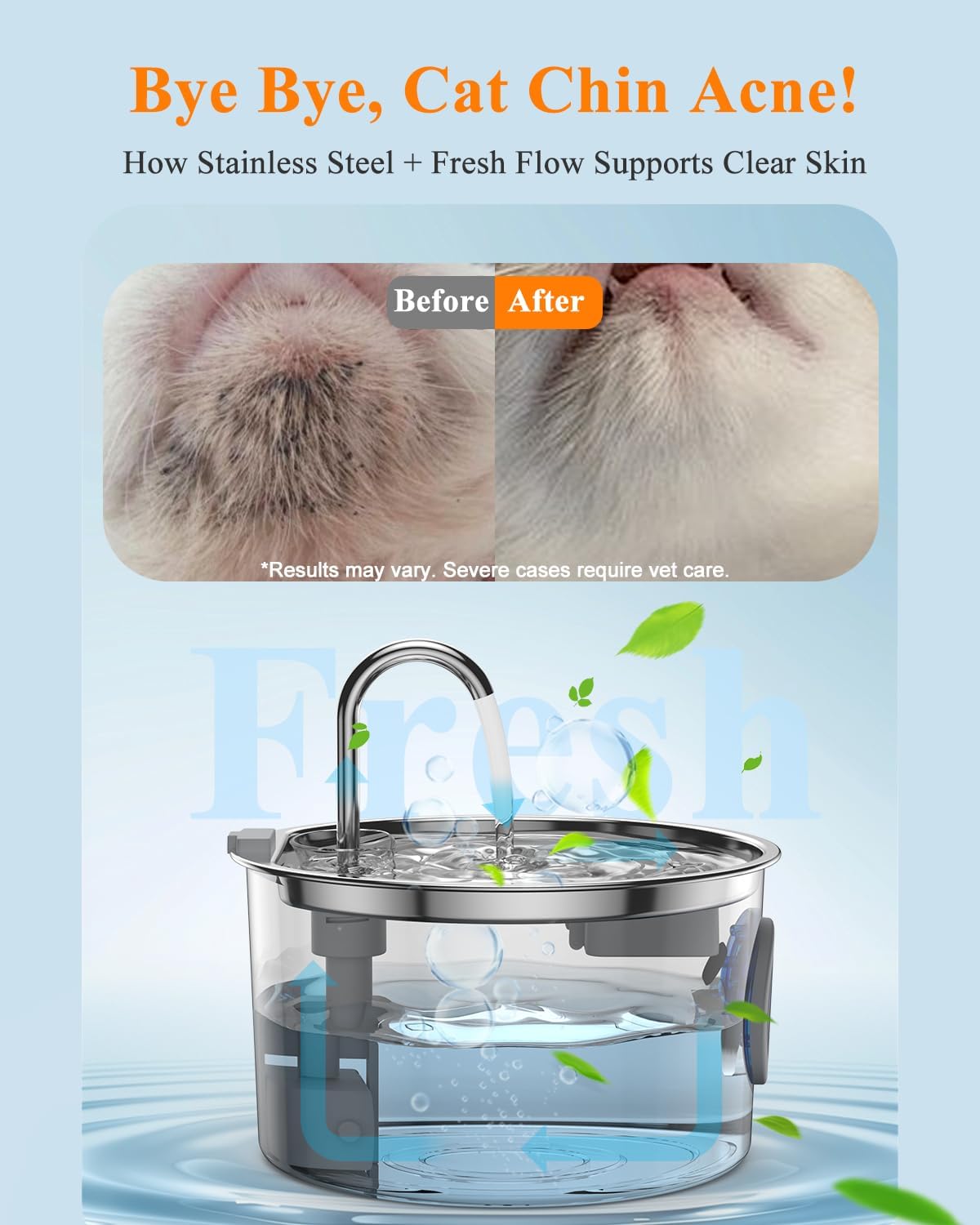 Fuente de agua para gatos de acero inoxidable con kit de 12 filtros...