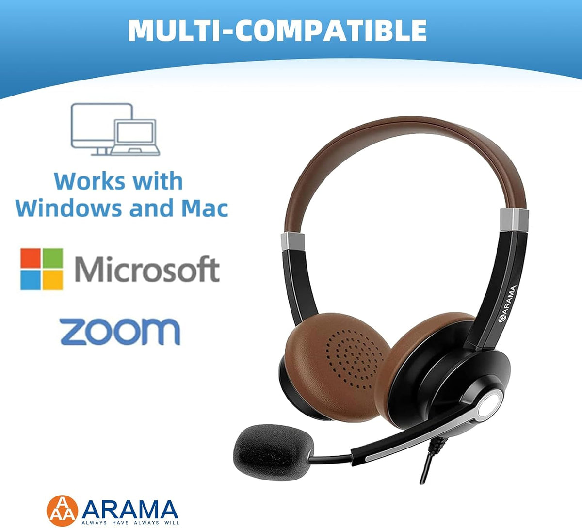 Arama Auriculares USB con micrófono para PC, USB-C\/A y conector de...