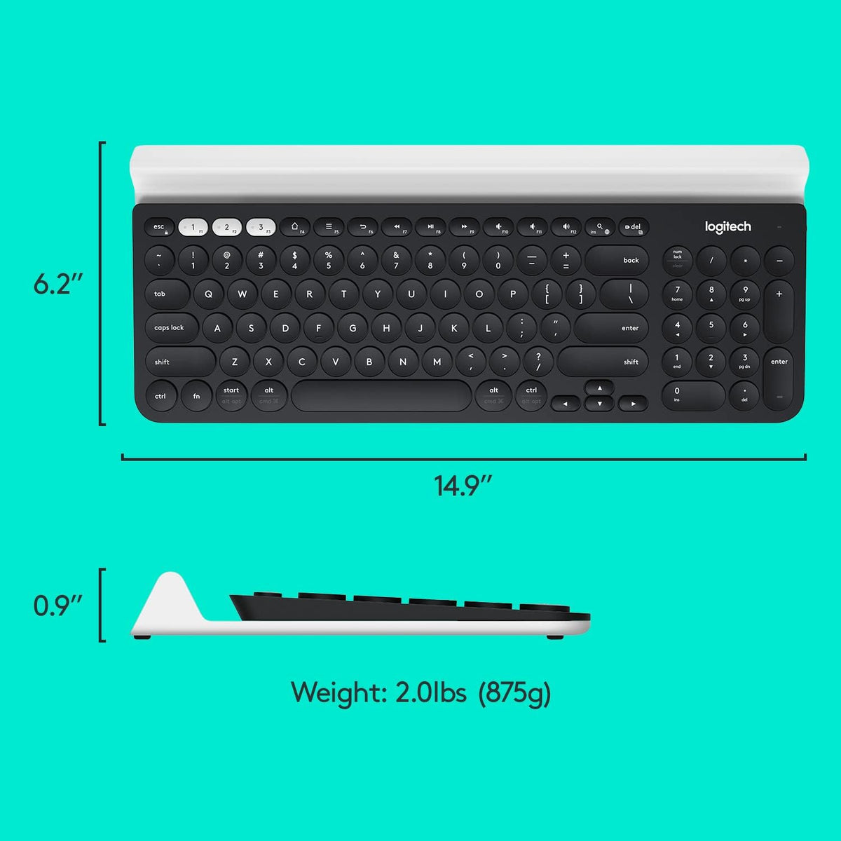 Logitech Teclado inalámbrico multidispositivo K780 con base incorpo...