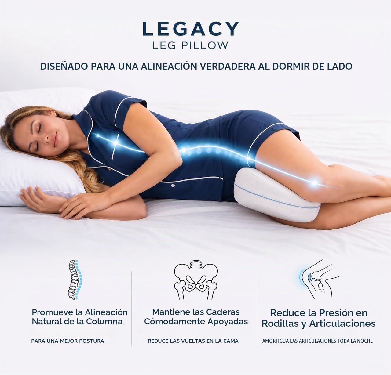 Contour Legacy - Almohada de apoyo de espuma para piernas y rodilla...