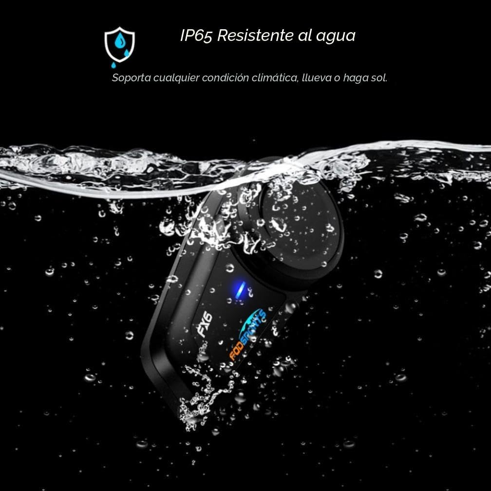Fodsports FX6 - Auriculares Bluetooth para motocicleta, intercomuni...