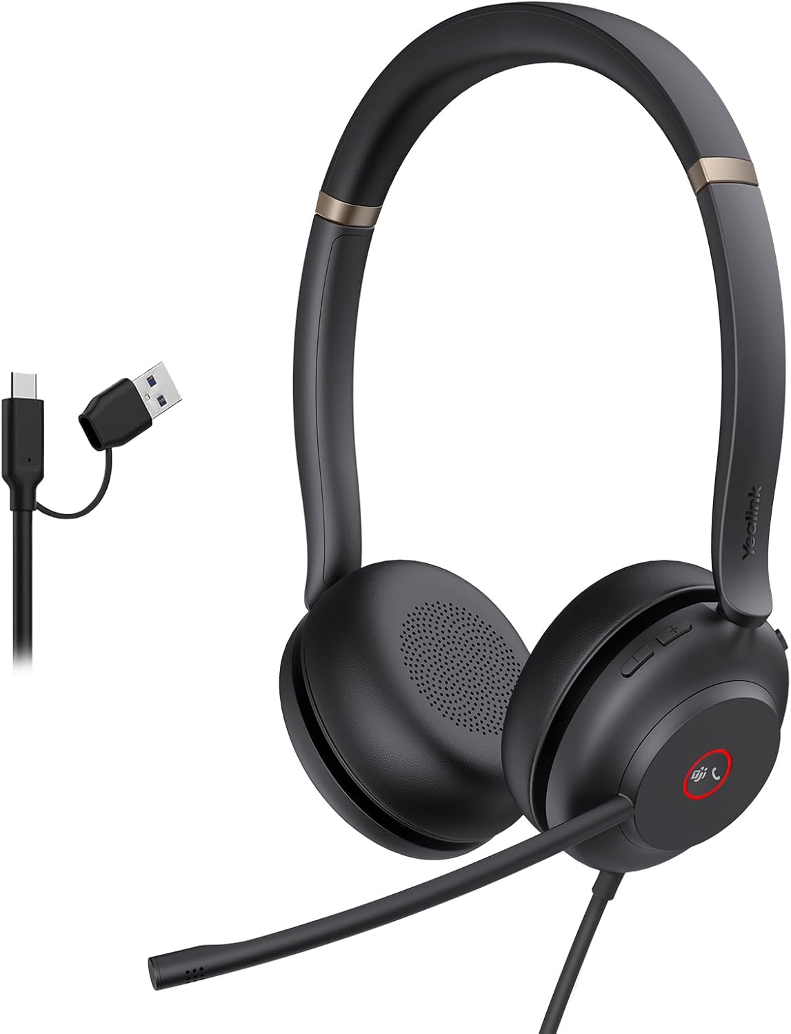 Yealink Auriculares USB UH37 con micrófono de cancelación de ruido,...
