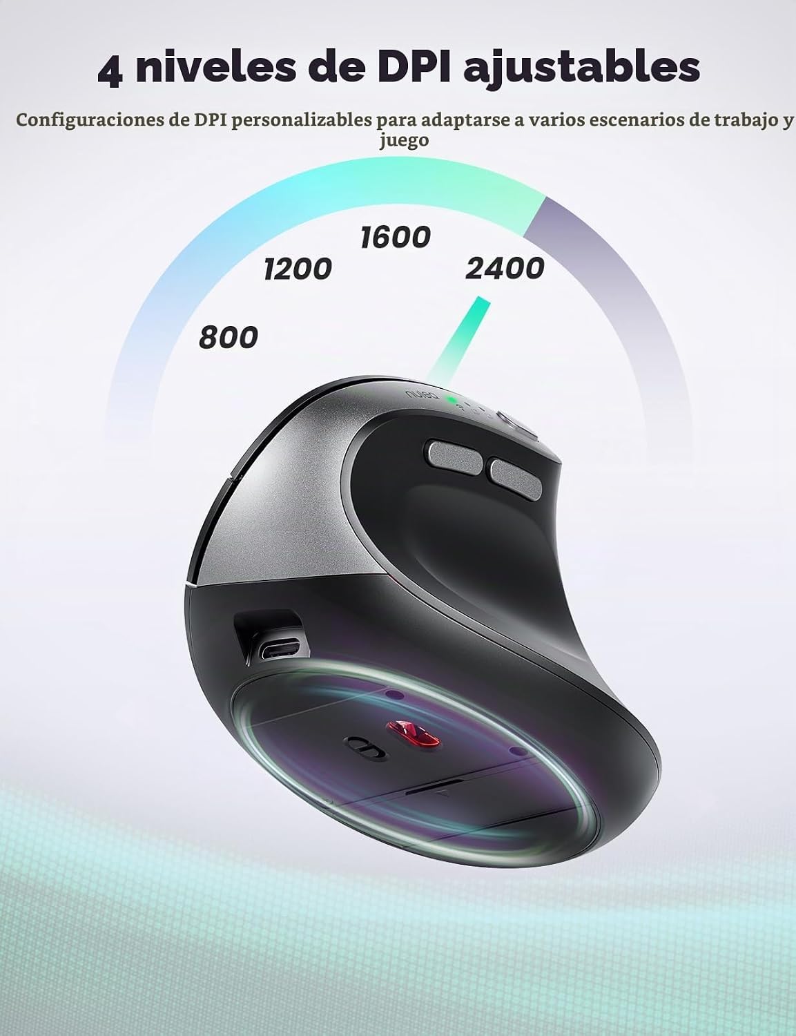 Ratón inalámbrico vertical ergonómico Nulea con clic silencioso y |...