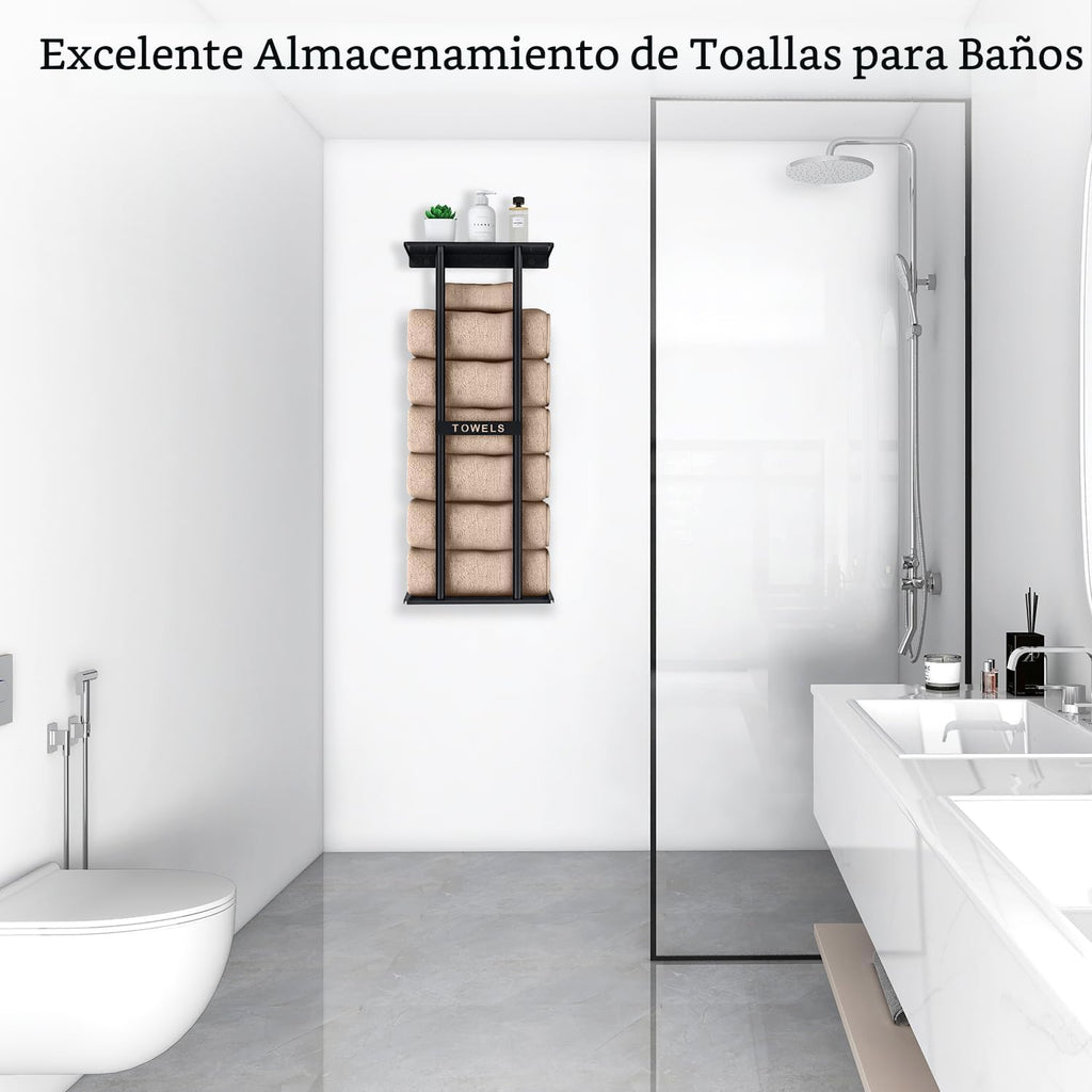 STWWO Toalleros para baño, almacenamiento de toallas de baño montad...