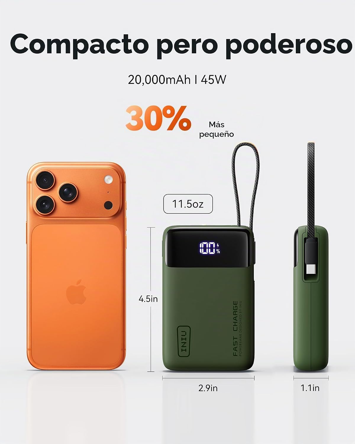 INIU cargador portátil 20000mAh, banco de carga rápida más pequeño...
