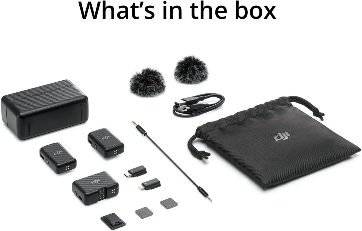 DJI Mic (2 TX + 1 RX + Estuche de carga), Micrófono Lavalier inalám...