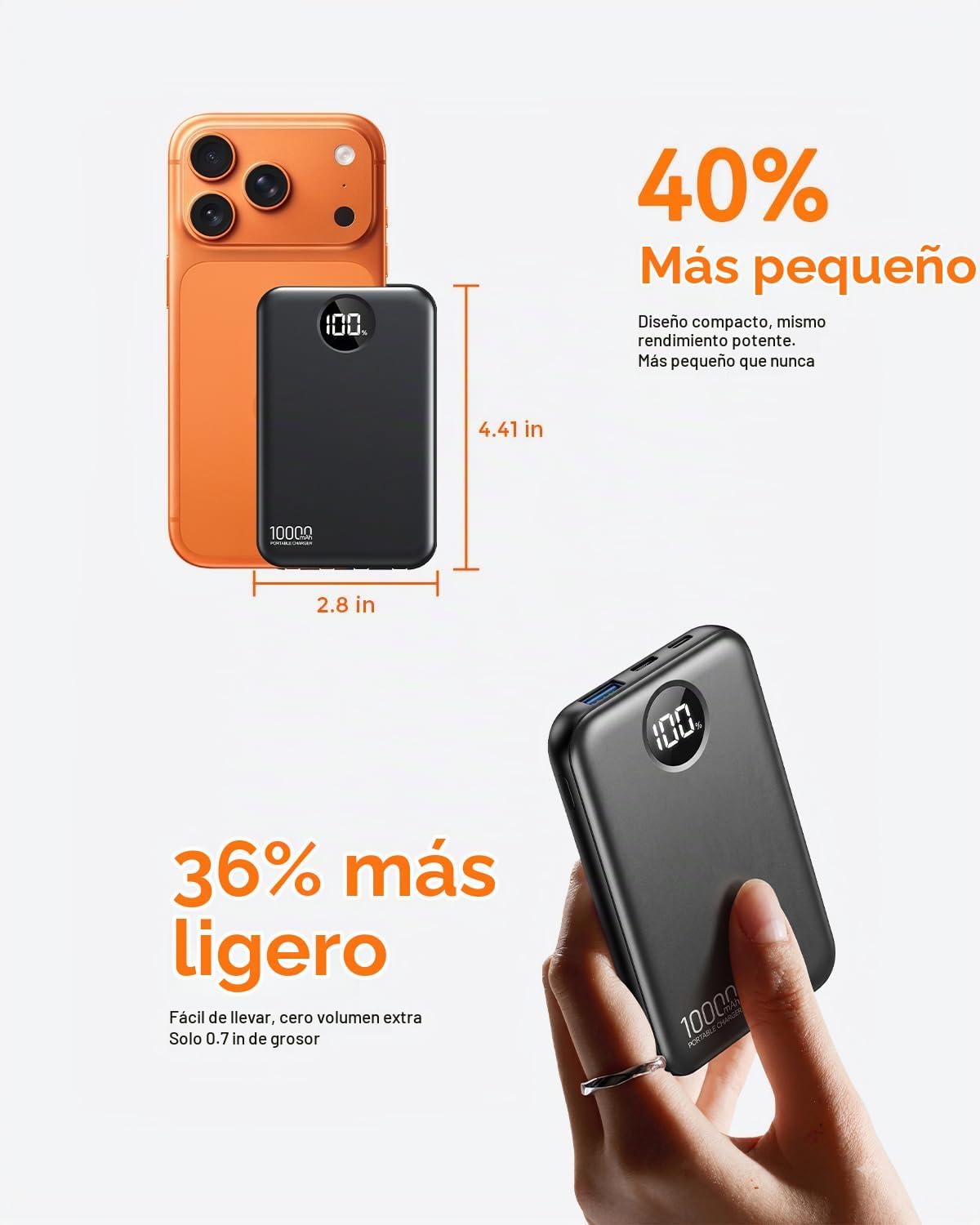 Zmmyuluo Cargador portátil de 10000 mAh con 4 cables integrados, pa...