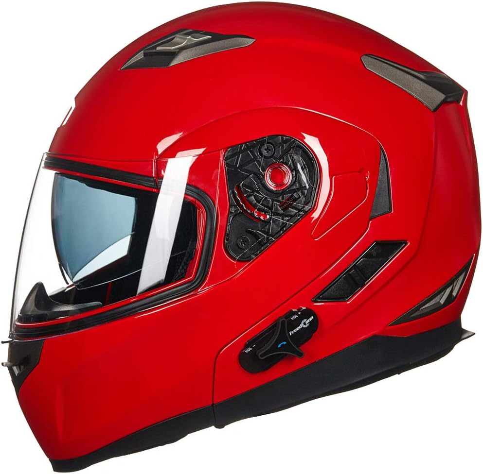 ILM - Casco de motocicleta modular con visera solar abatible, Bluet...