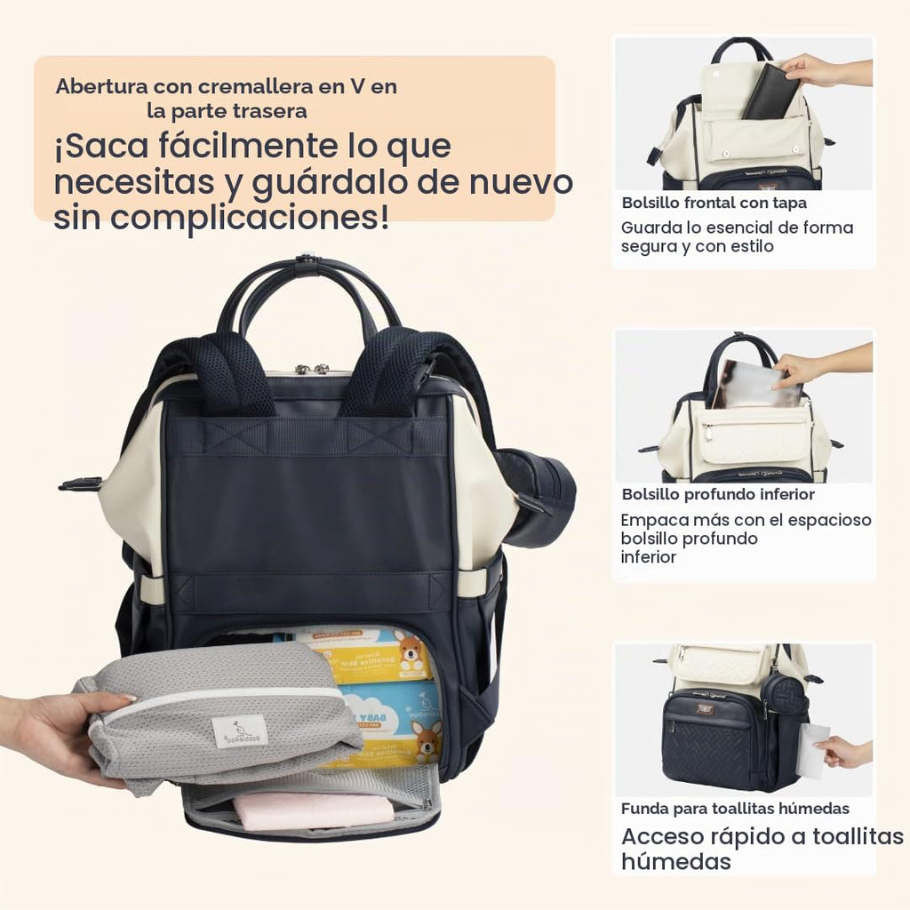 BabbleRoo Mochila de Pañales de Cuero, Bolsas Grandes Multifunciona...