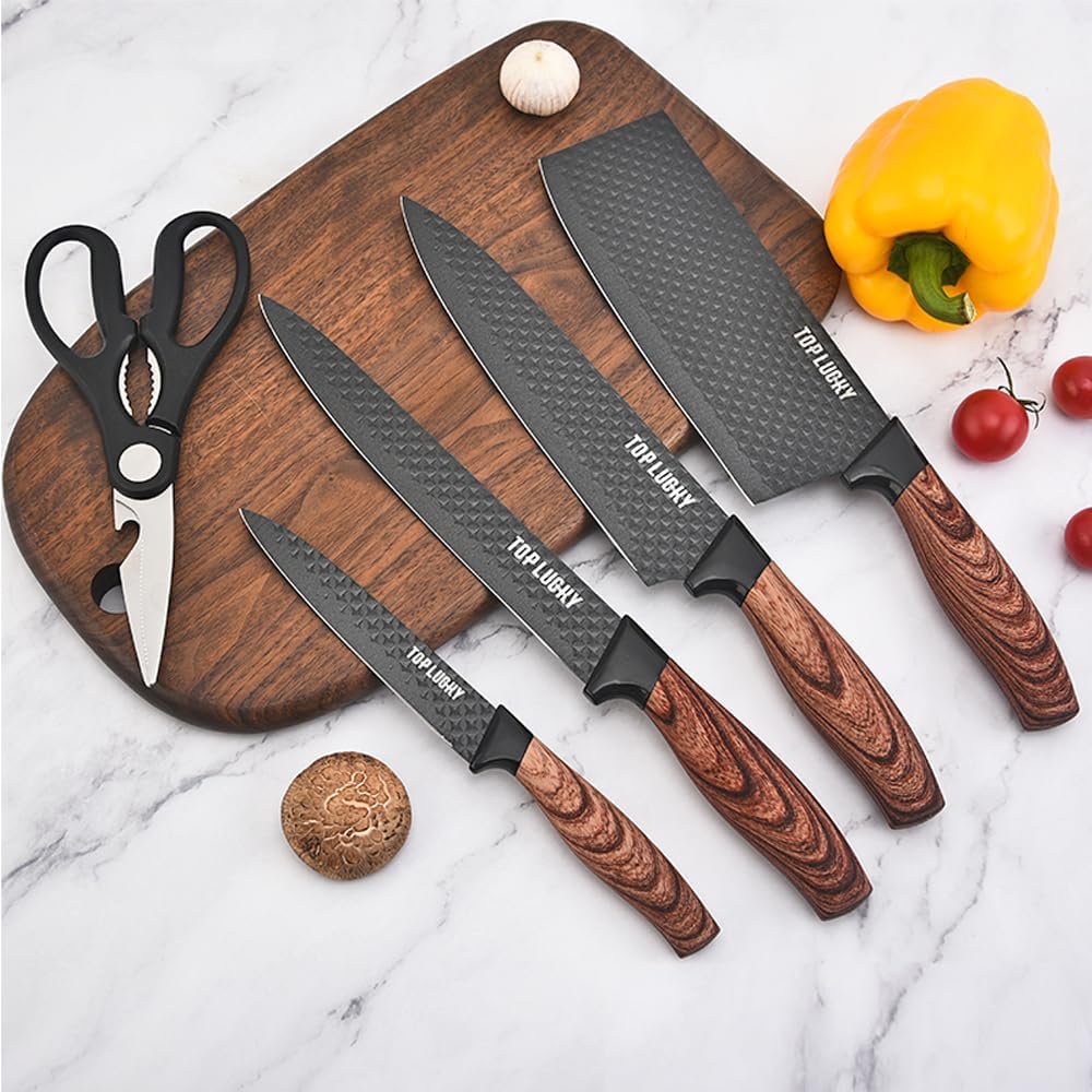 Juego de Cuchillos, Wiztoynia Juego de Cuchillos de Cocina Negros d...