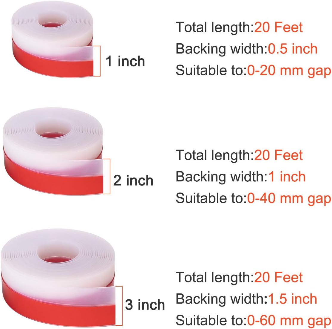 TORRAMI Burlete de Silicona para Puerta 2 Pulgadas de Ancho 20 Pies...