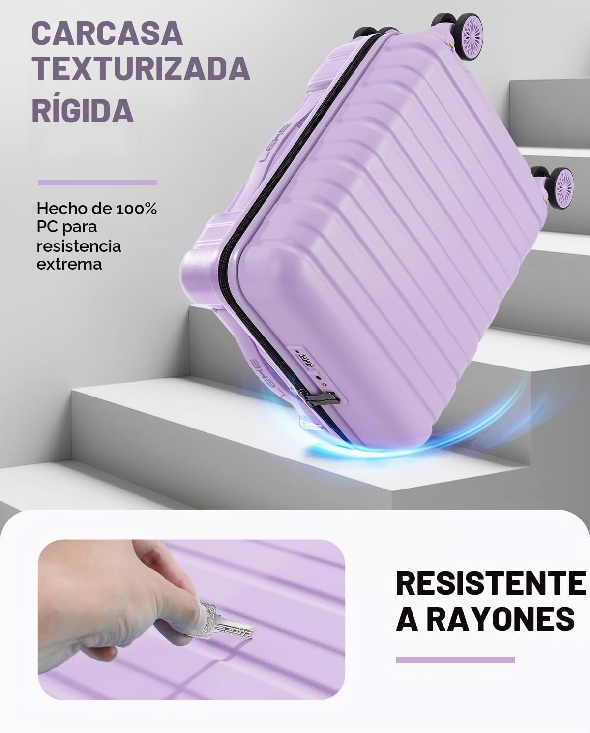 Lekespring Equipaje de mano de 16 pulgadas con estuche de cosmético...
