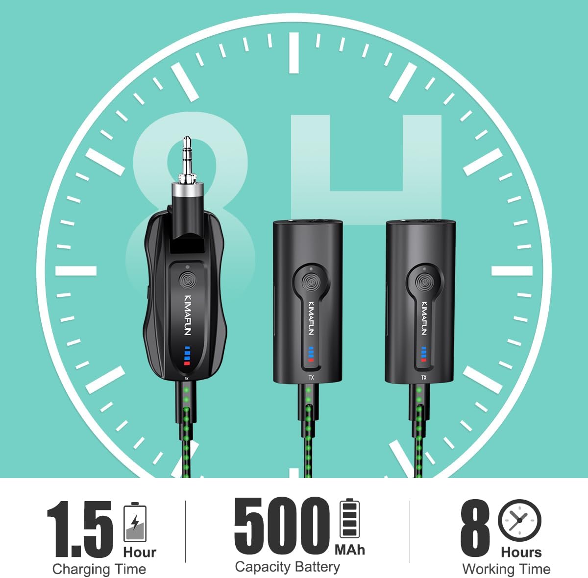 KIMAFUN Micrófono Lavalier inalámbrico 2,4G, micrófonos de solapa m...