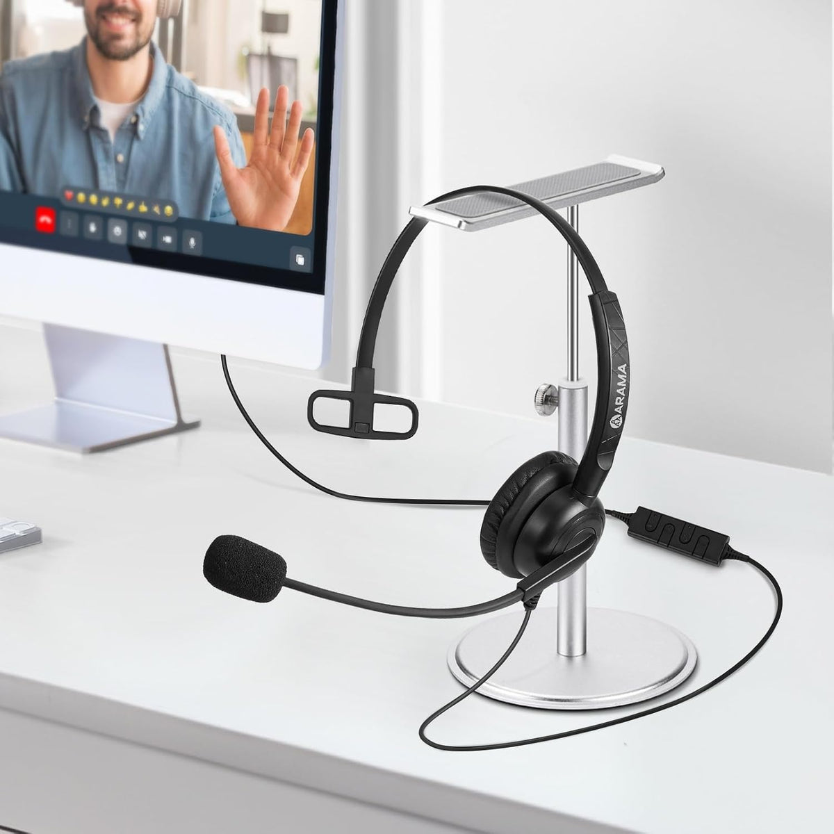 Arama Auriculares con micrófono para PC, auriculares USB con micróf...