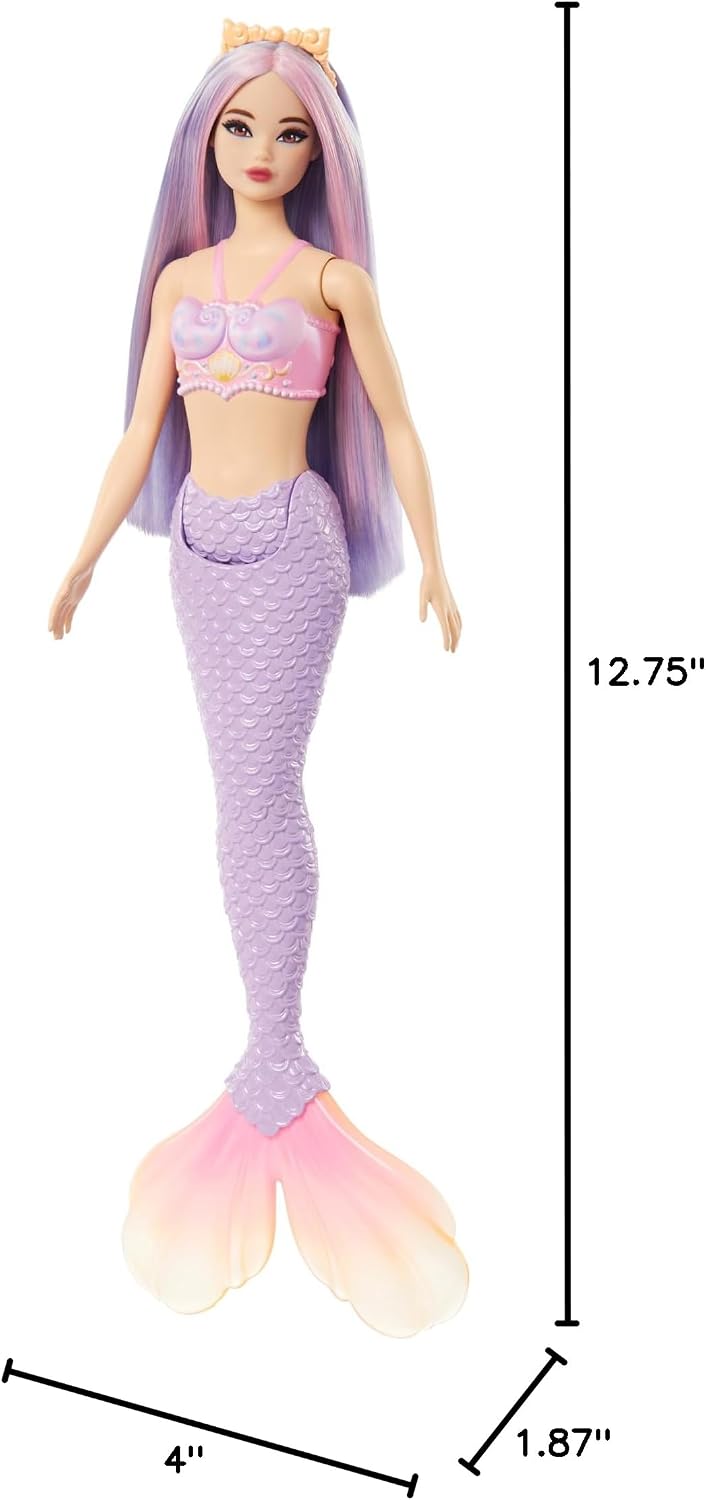 Barbie Muñeca de sirena con accesorio de pelo y diadema de fantasía...