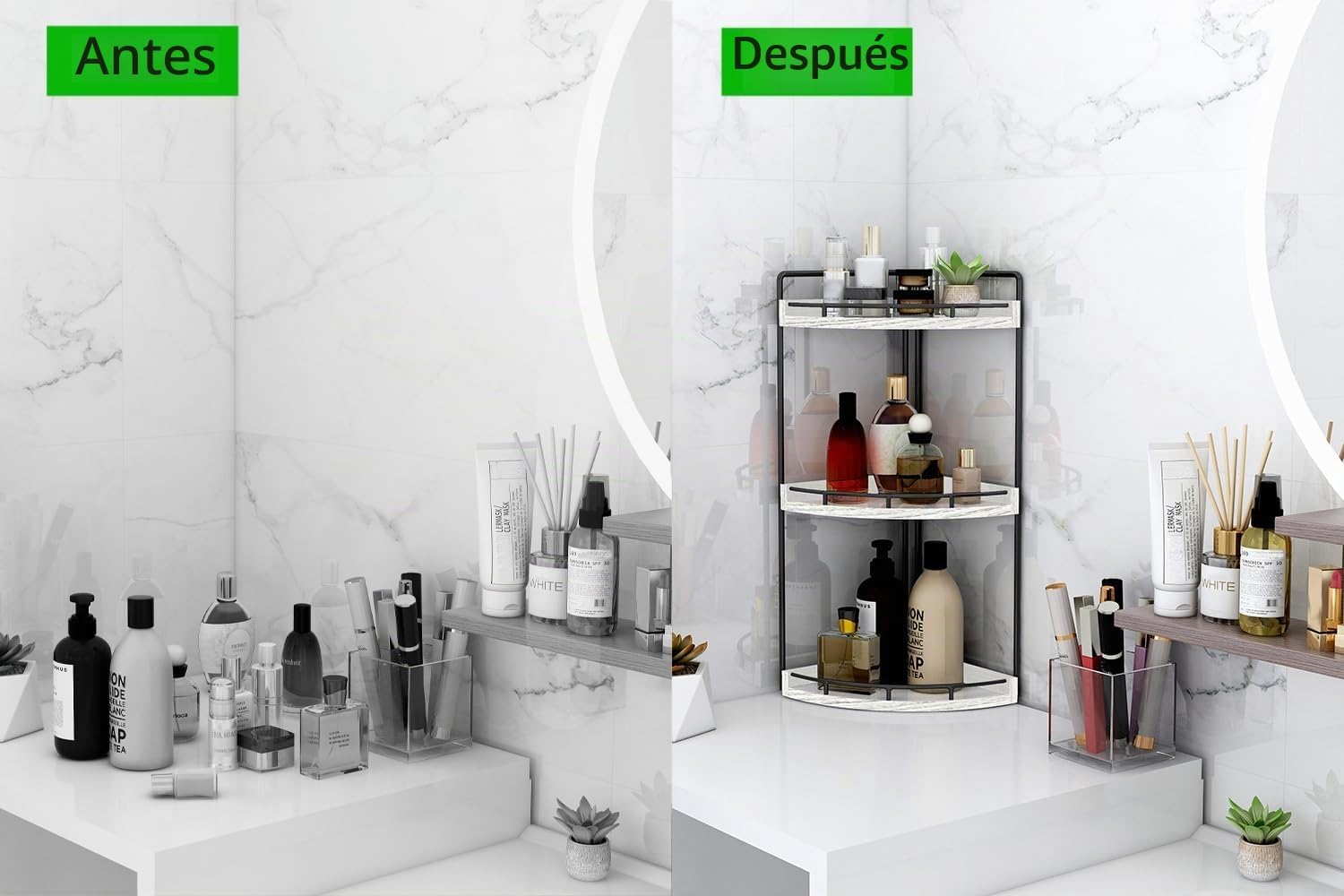 Dorhors Organizador de baño esquinero de 3 niveles para encimera pa...