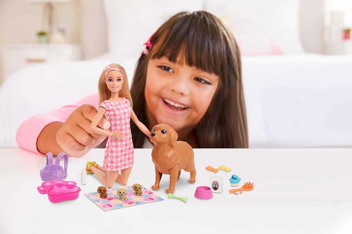 Barbie Set de muñecas y mascotas con mamá perro y cachorros | Cabel...