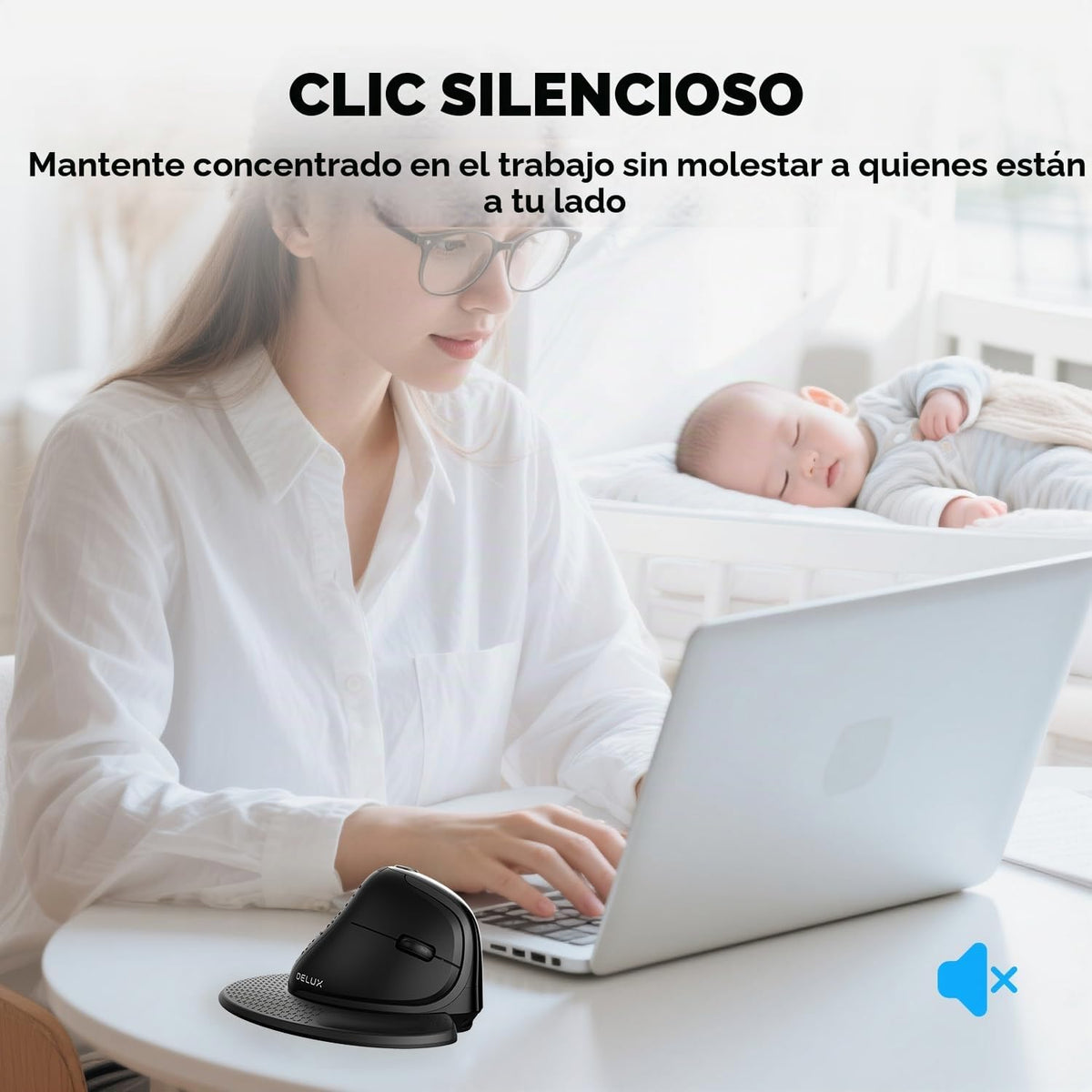 DELUX Seeker Ratón inalámbrico vertical ergonómico con pantalla OLE...
