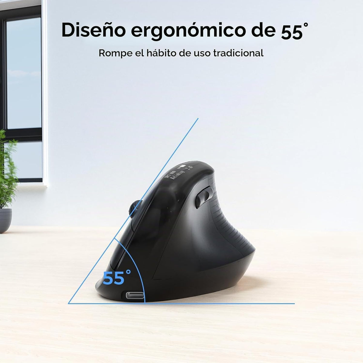 JKEAST Ratón ergonómico inalámbrico con pantalla, mouse vertical Bl...