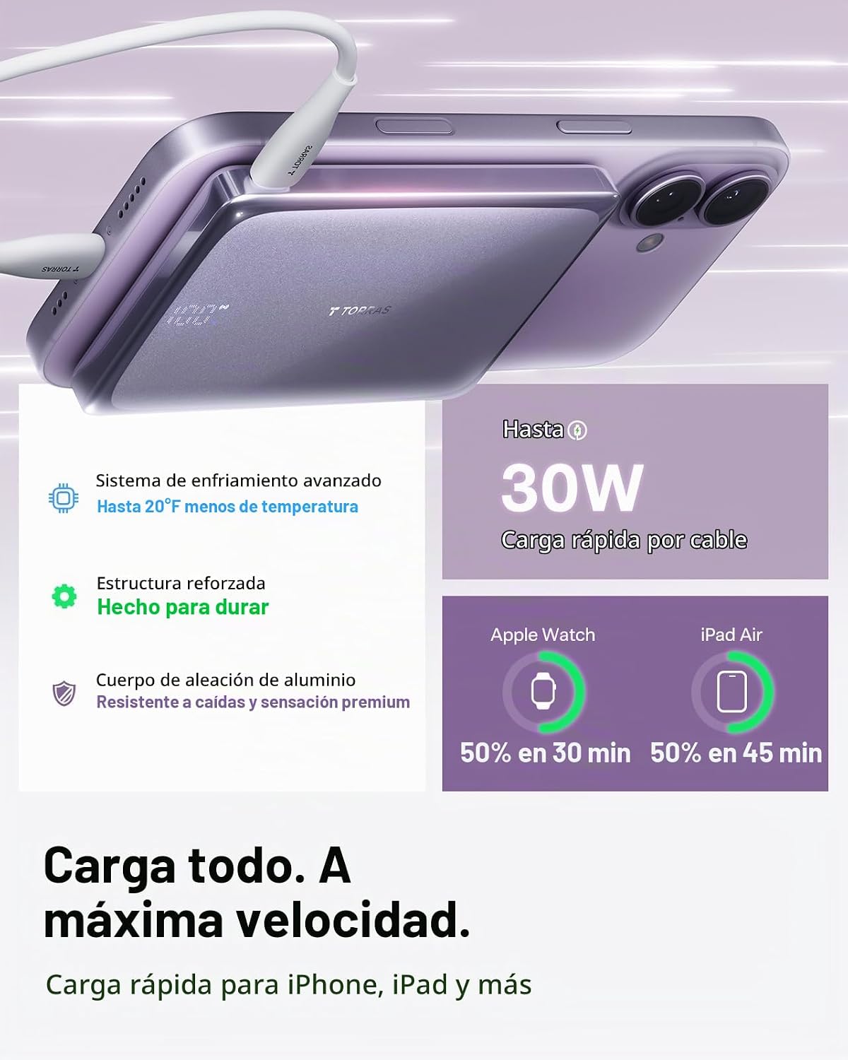 TORRAS MiniMag Pro - Cargador portátil de batería, batería magnétic...