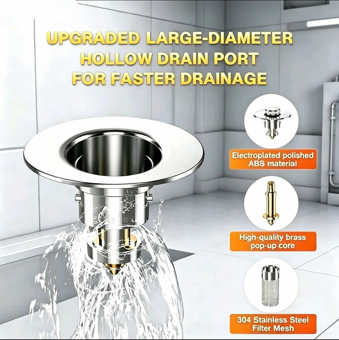 Paquete de 2 tapones universales de drenaje para fregadero de baño,...