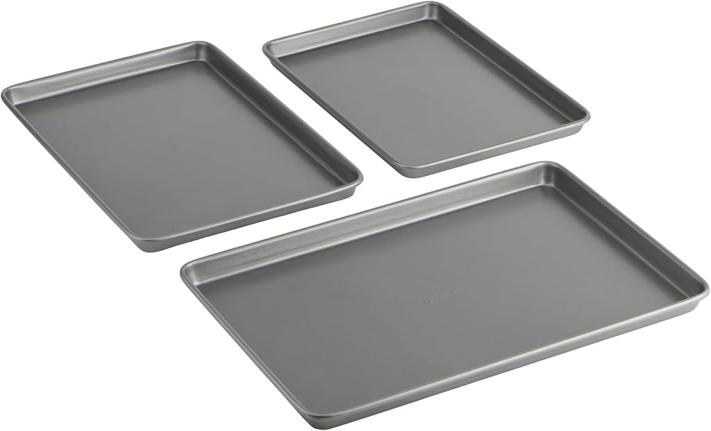 GoodCook Everyday - Juego de 3 bandejas de acero al carbono antiadh...