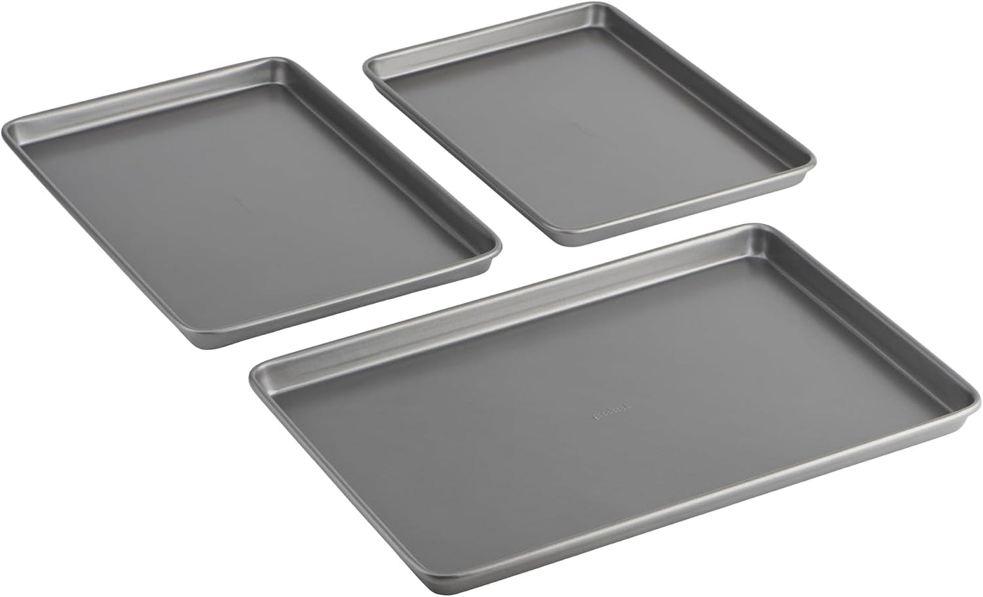GoodCook Everyday - Juego de 3 bandejas de acero al carbono antiadh...