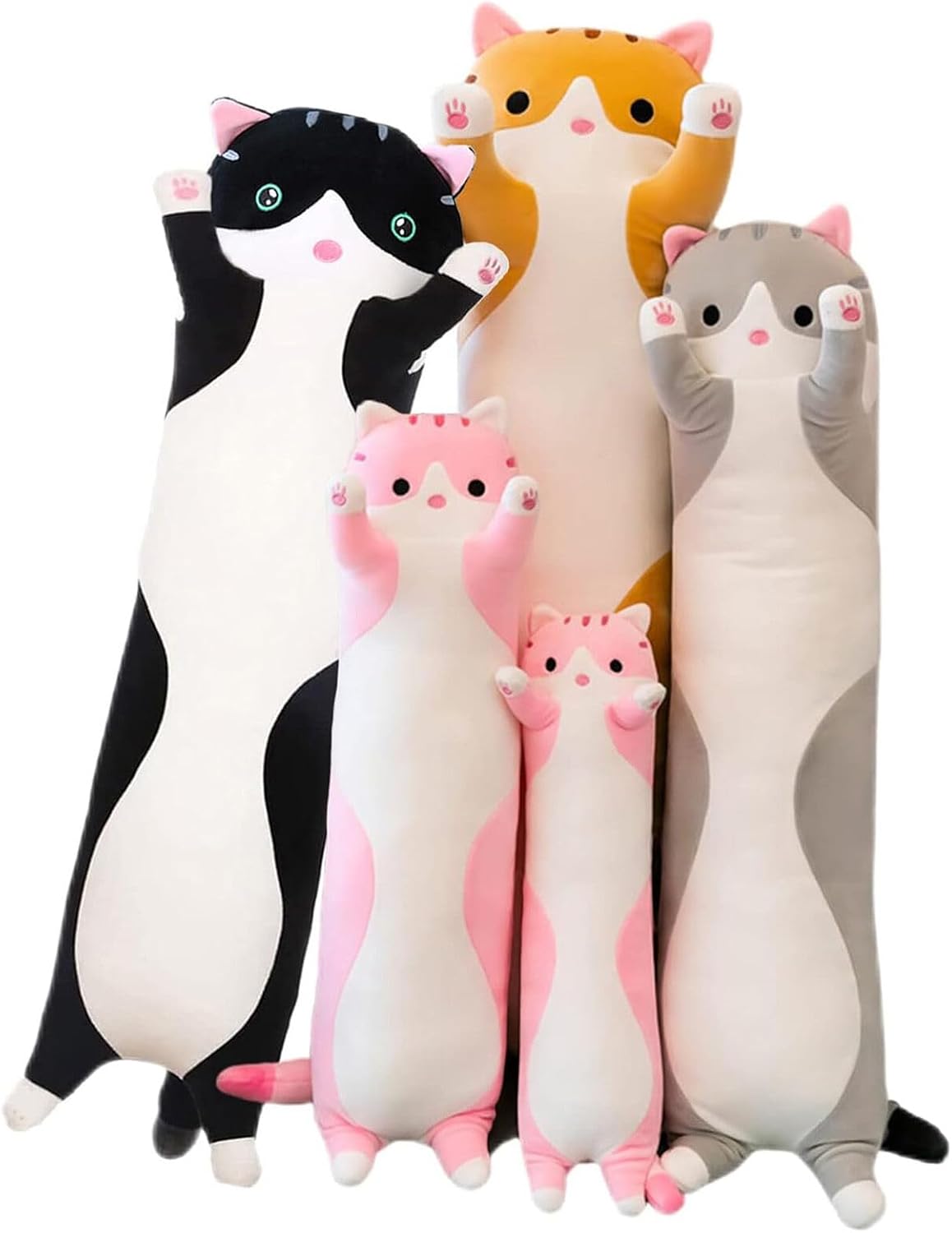 Almohada larga de felpa suave con diseño de gato para abrazar, almo...