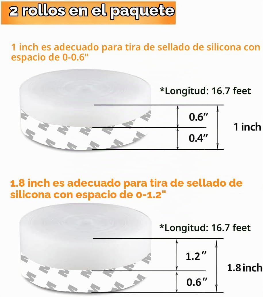 Tira de sellado de puerta de 33.5 pies, cinta de silicona para tapó...