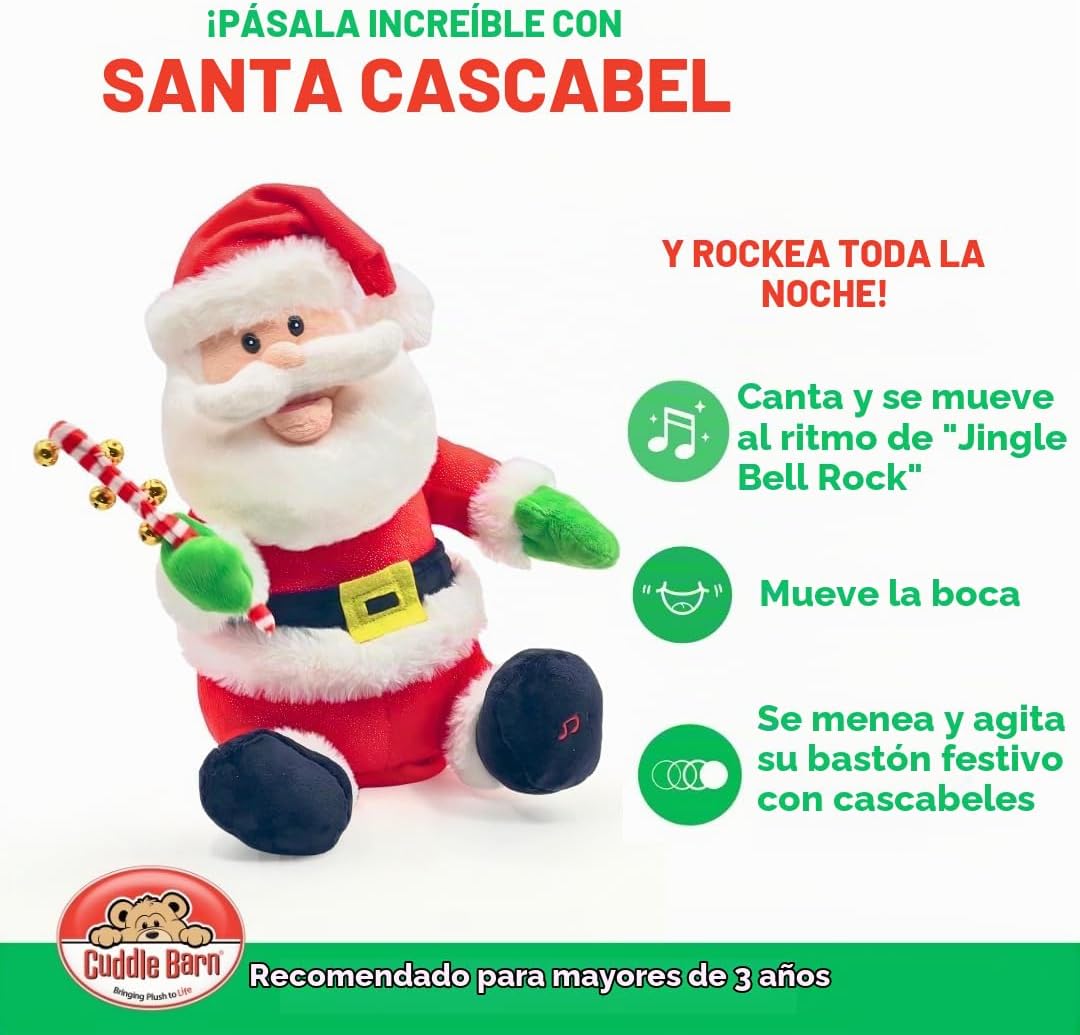 Cuddle Barn - Papá Noel Jingling | Juguete de peluche navideño de P...