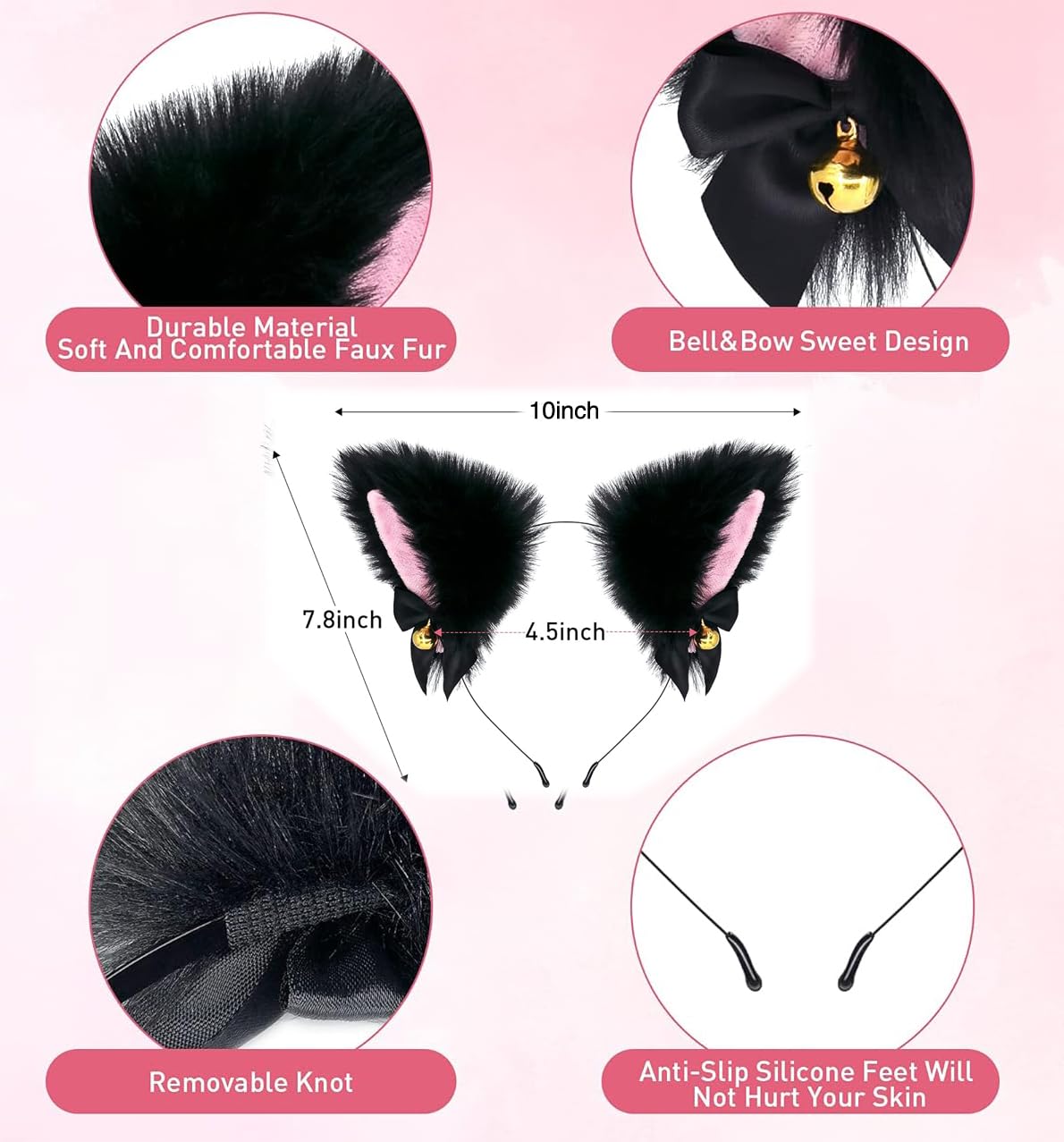 QHQ-SHININGLIFI Lindo juego de accesorios de cosplay de orejas de g...