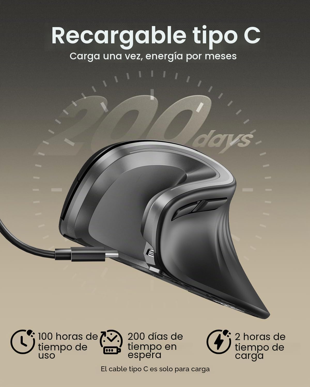 ProtoArc Ratón Ergonómico, EM11 NL Ratón Vertical Inalámbrico, Rató...