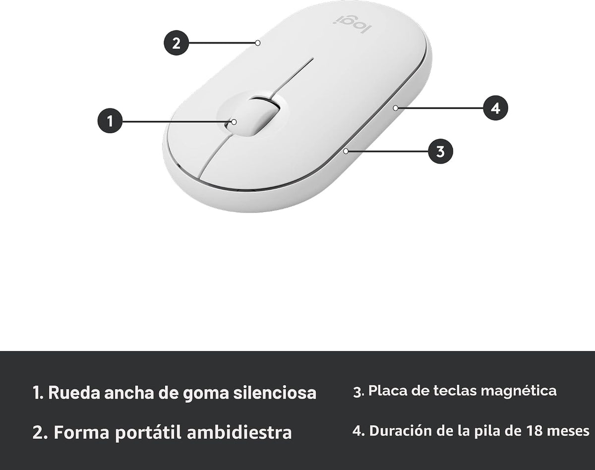 Logitech MK470 Slim Wireless Combo Teclado Compacto y Ratón - Blanc...