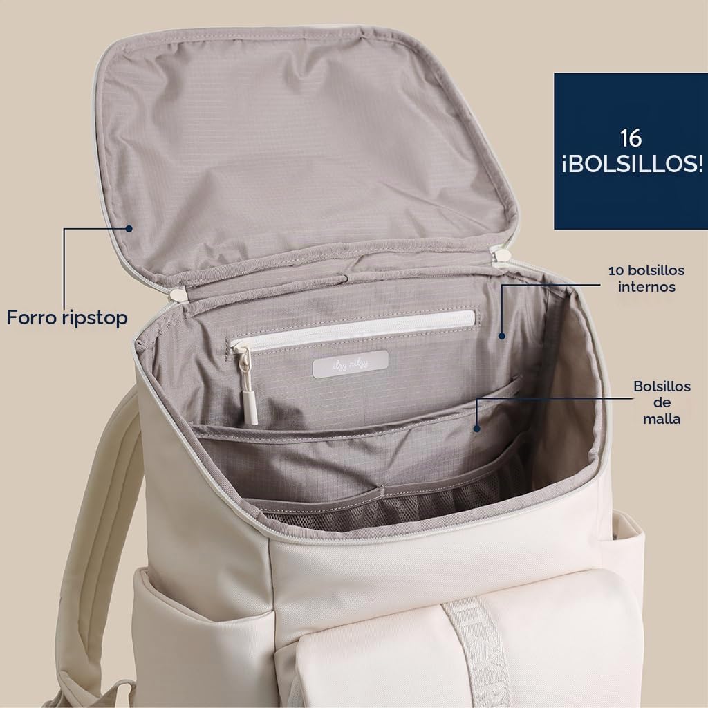 Itzy Ritzy Belong - Mochila tipo cubo (crema) | Cuenta con bolsillo...
