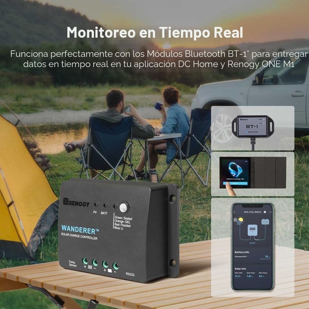 Renogy - Kit básico de panel solar de 100W 12V, panel solar monocri...