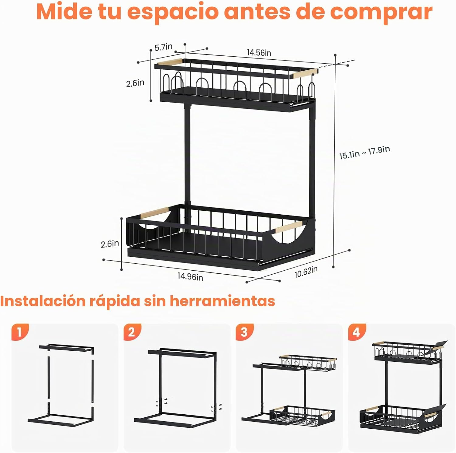 Aekenr Paquete de 2 organizadores y almacenamiento para debajo del...