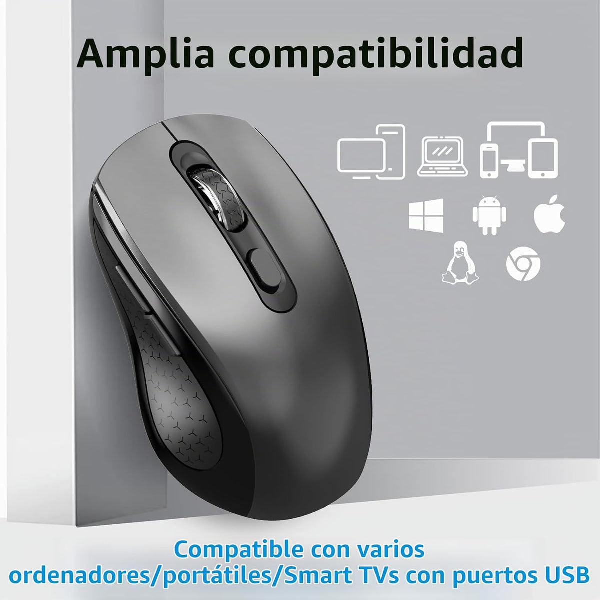 Ratón Inalámbrico Ergonómico, Ratón con Botones Laterales, 2400 DPI...