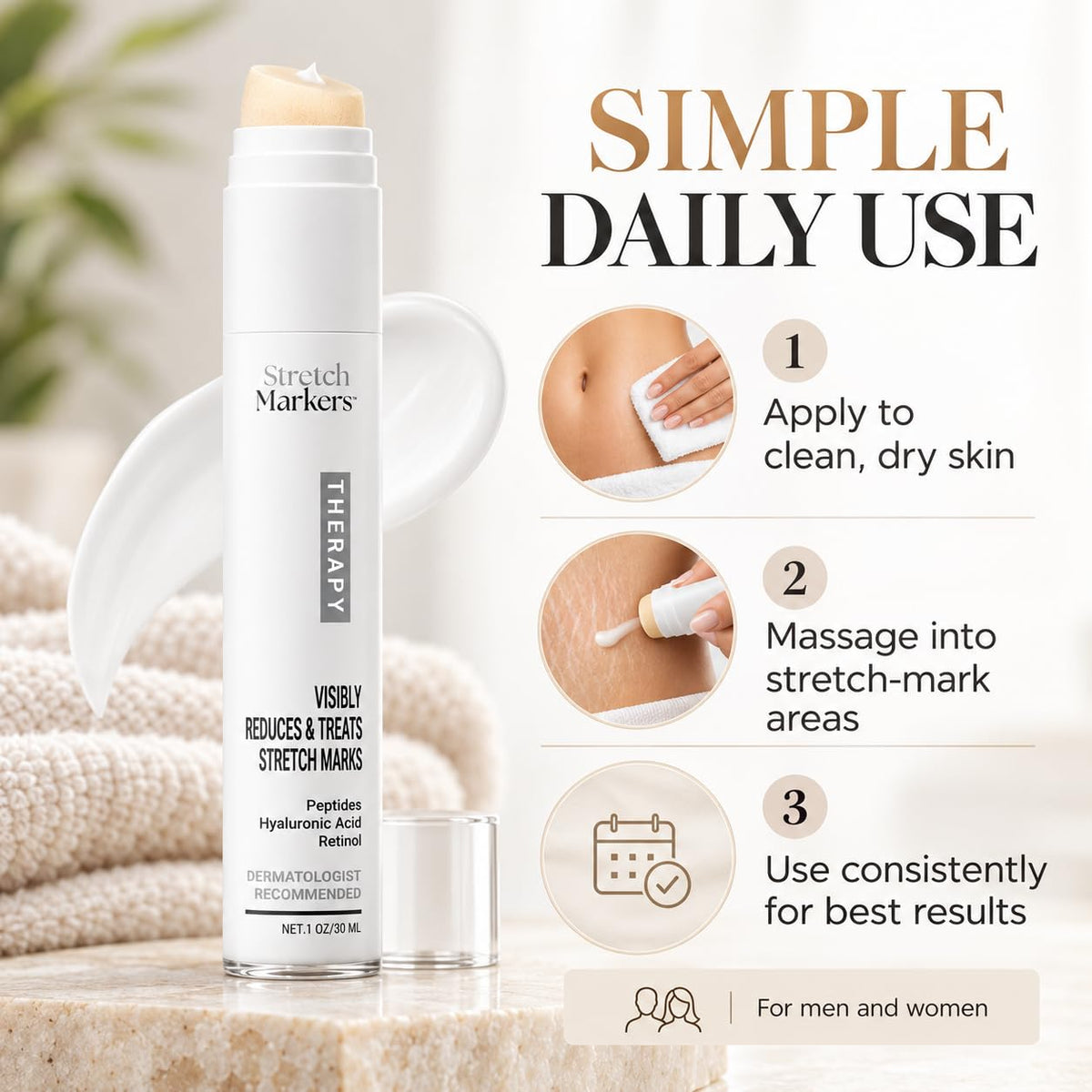 Stretchmarkers Crema eliminadora de estrías con retinol, péptidos y...