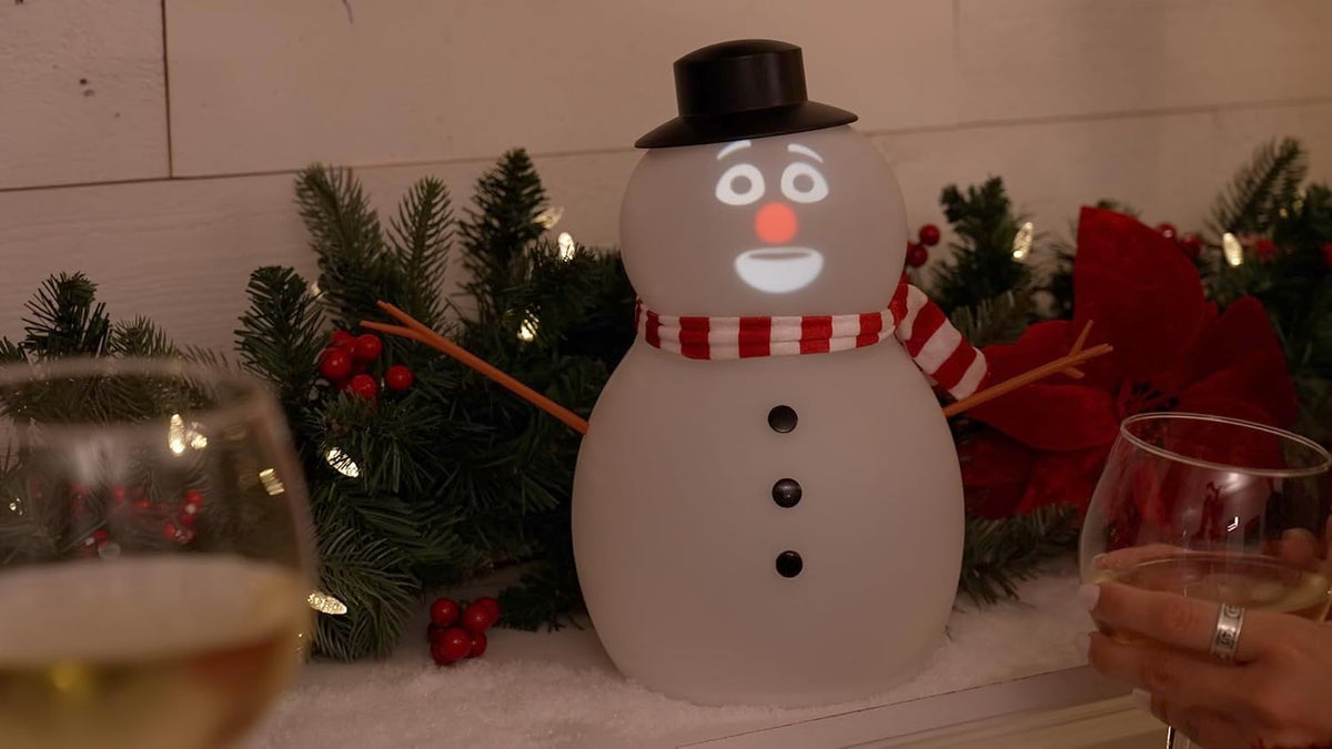 FrostByte Muñeco de nieve animado parlante con proyector y altavoz...