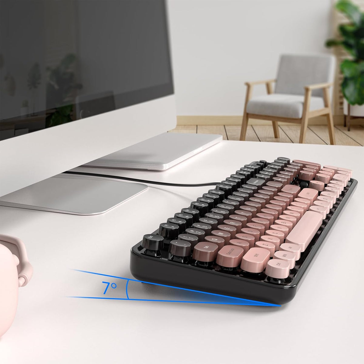 Dilter Teclado de computadora con cable, teclado USB de tamaño comp...