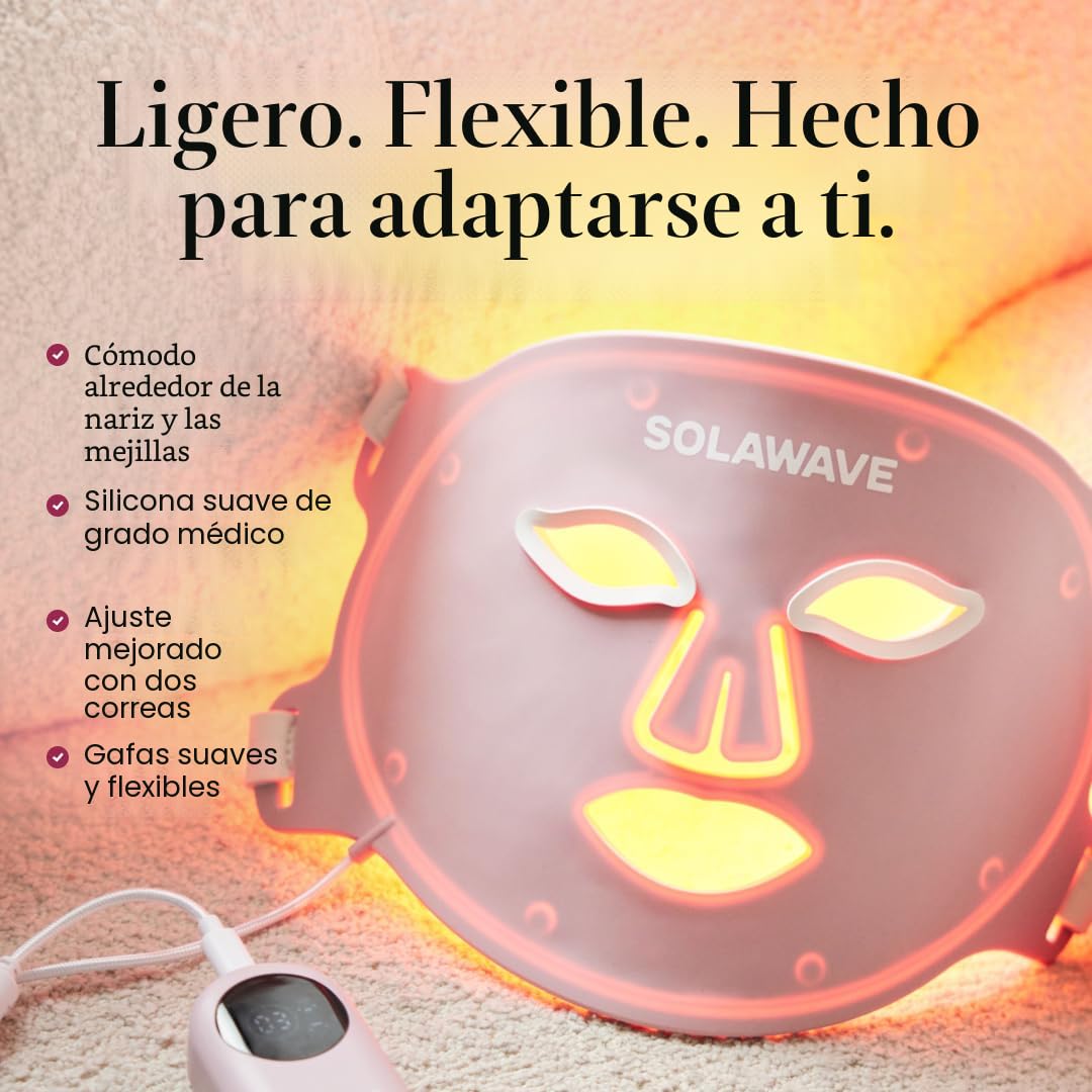 Solawave Máscara facial de terapia de luz roja | Máscara de luz roj...