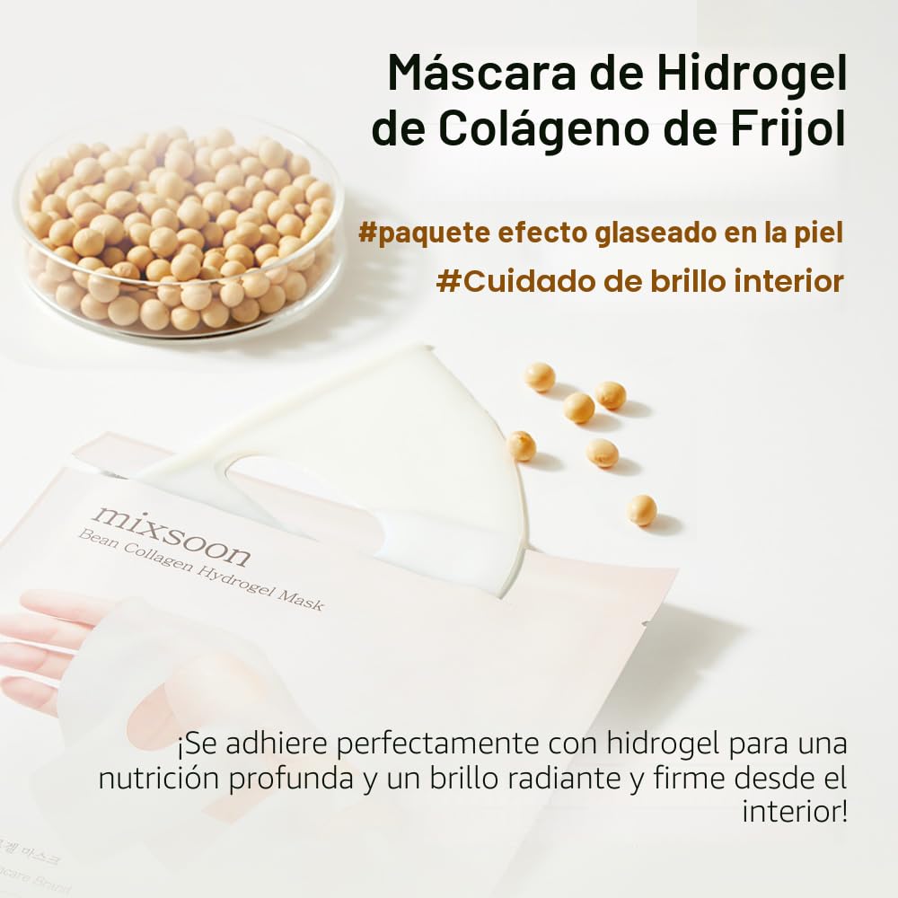 mixsoon Mascarilla de hidrogel de colágeno de frijoles, hidratación...