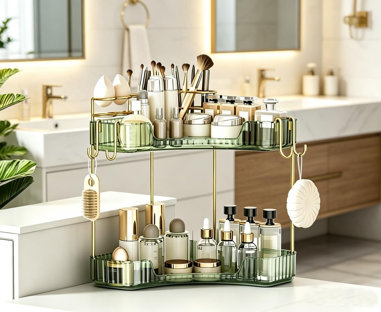 Greenby Organizador esquinero de 2 niveles para mostrador de baño,...