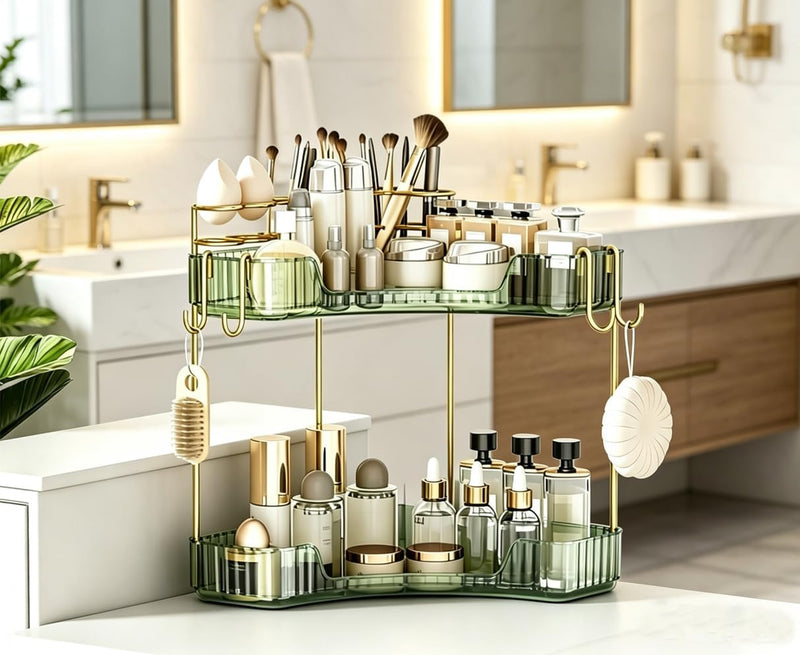 Greenby Organizador esquinero de 2 niveles para mostrador de baño,...
