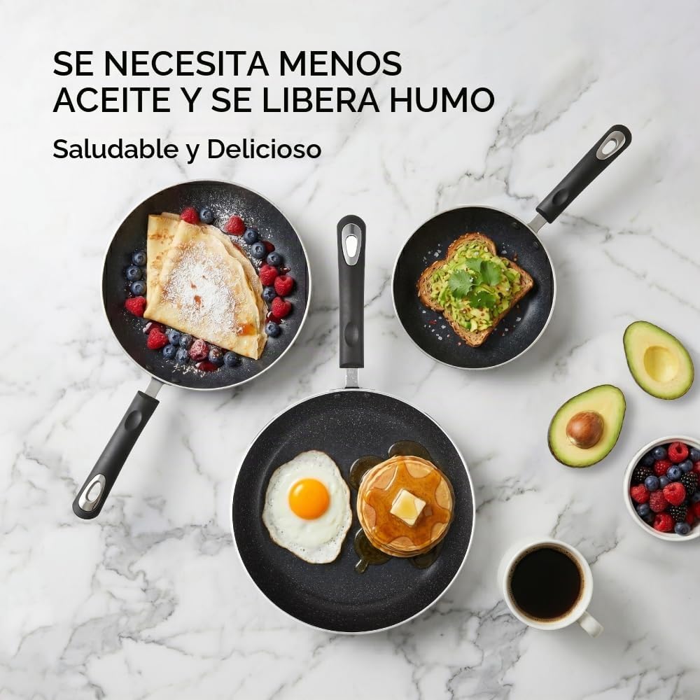 RATWIA - Juego de 3 sartenes antiadherentes para placa de inducción...