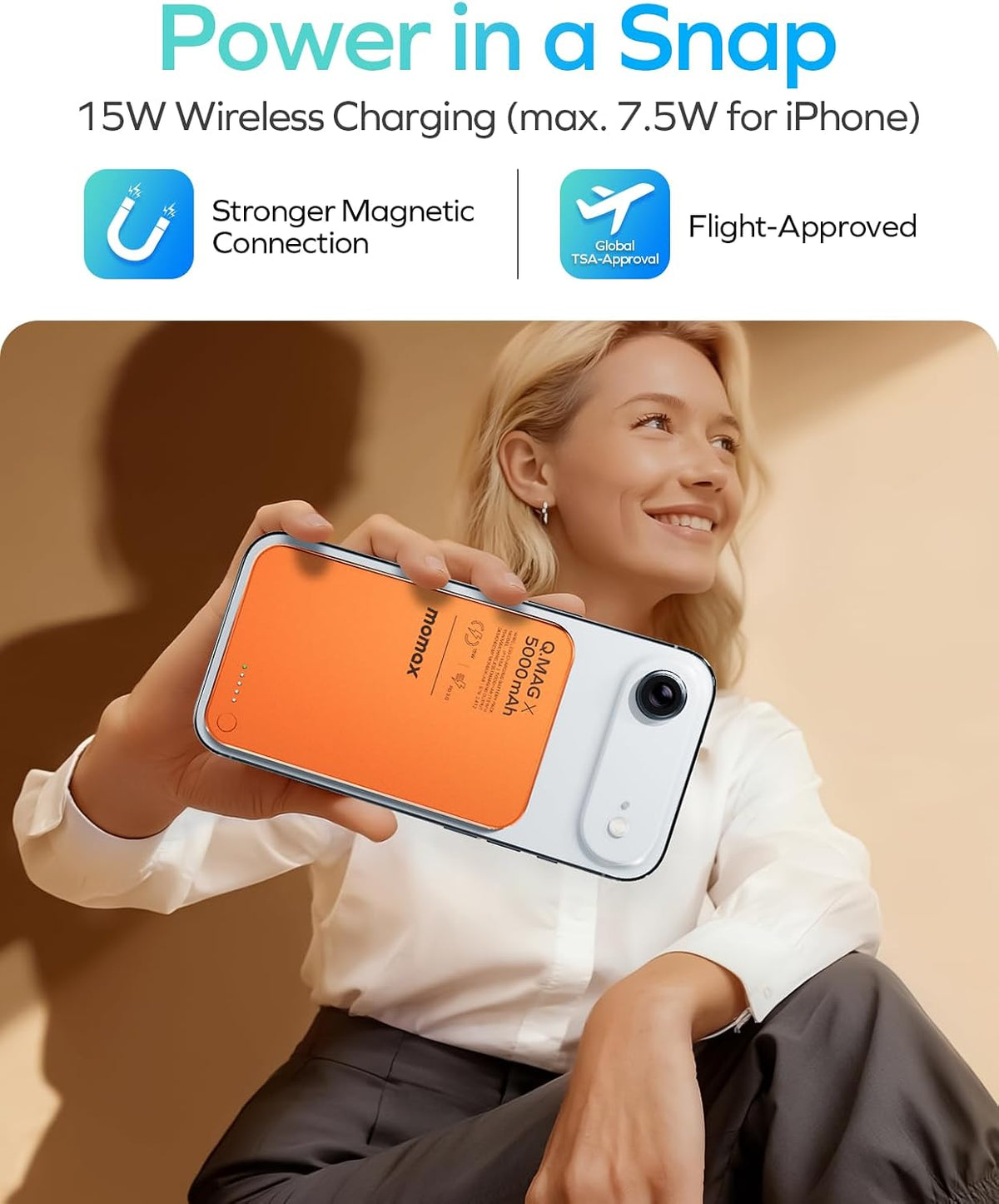 MOMAX Banco inalámbrico magnético del poder, 5000mAh delgado 0,3...