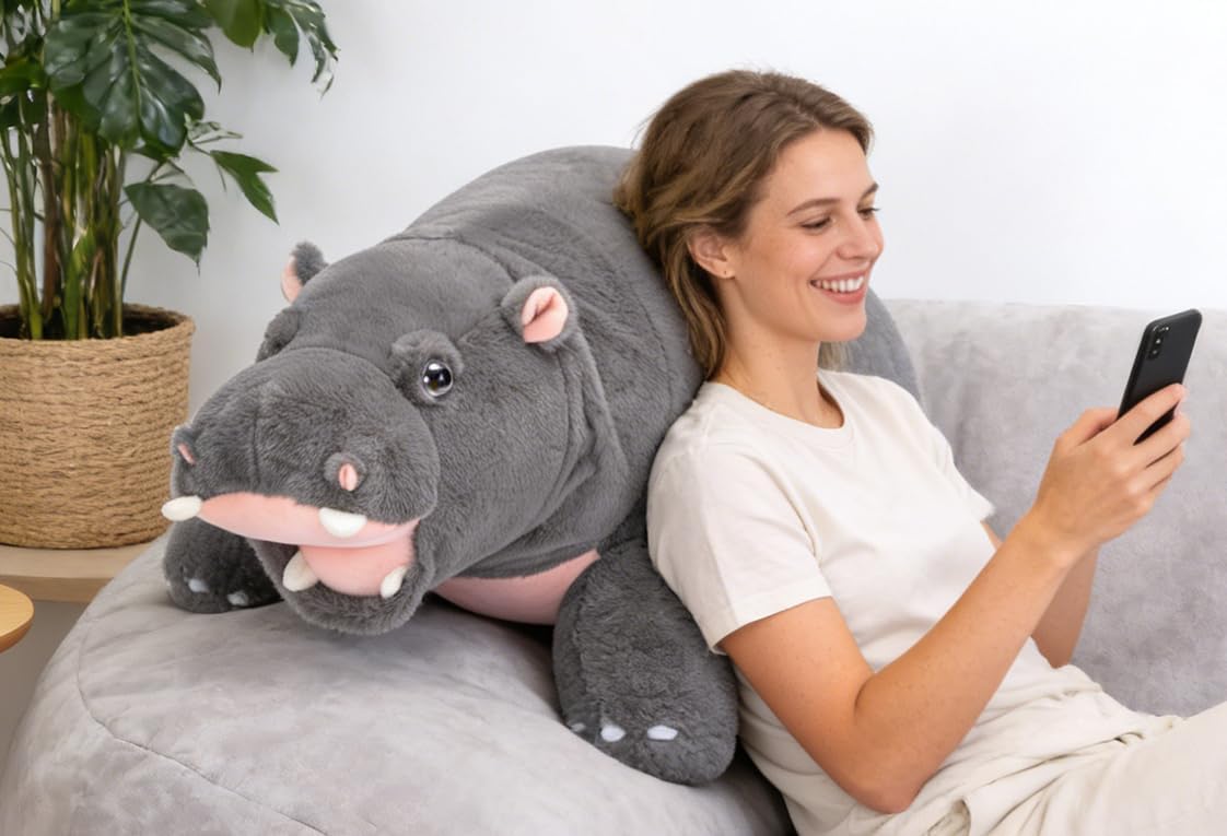 IKASA Peluche de hipopótamo gigante, juguete de peluche grande de h...