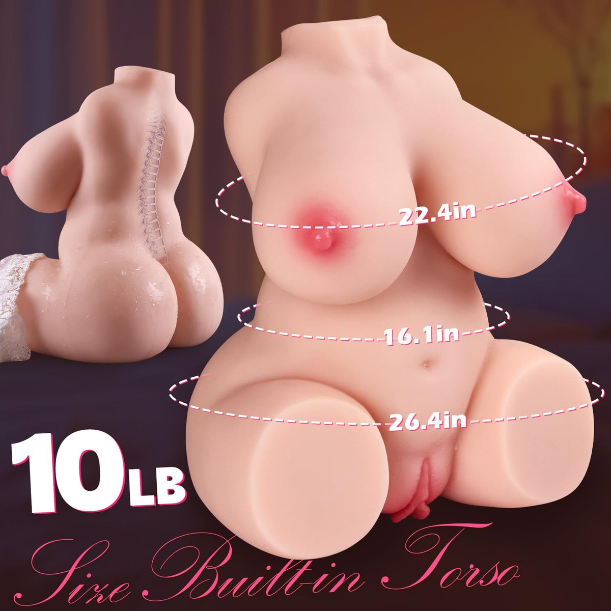 Muñeca sexual masturbador masculino con sutil curva de vientre, muñ...